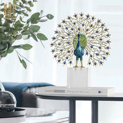 Maison Couture - Tượng Đồng Khổng Tước Đá Sapphire - Le Paon Impérial Bleu Saphir Cristalleries-CẬU HAI HOME DECOR