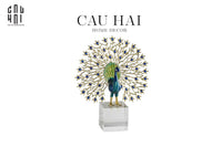 Maison Couture - Tượng Đồng Khổng Tước Đá Sapphire - Le Paon Impérial Bleu Saphir Cristalleries-CẬU HAI HOME DECOR