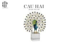 Maison Couture - Tượng Đồng Khổng Tước Đá Sapphire - Le Paon Impérial Bleu Saphir Cristalleries-CẬU HAI HOME DECOR
