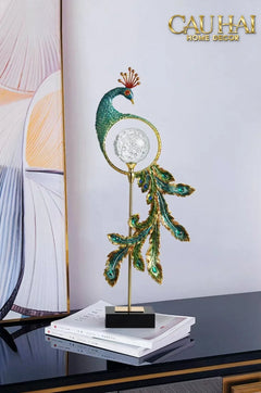 Maison Couture - Tượng Đồng Khổng Tước Hoàng Gia Majestic Aurelia Paon – Brass & Cristalleries Sculpture 20x10x54-CẬU HAI HOME DECOR