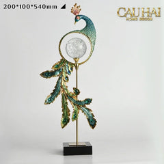 Maison Couture - Tượng Đồng Khổng Tước Hoàng Gia Majestic Aurelia Paon – Brass & Cristalleries Sculpture 20x10x54-CẬU HAI HOME DECOR