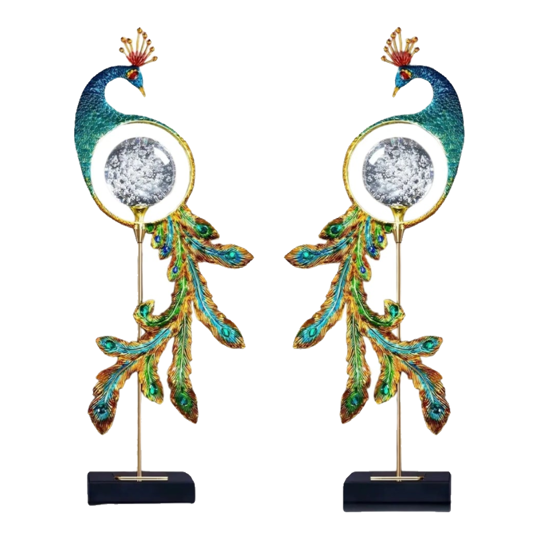 Maison Couture - Tượng Đồng Khổng Tước Hoàng Gia Majestic Aurelia Paon – Brass & Cristalleries Sculpture 20x10x54