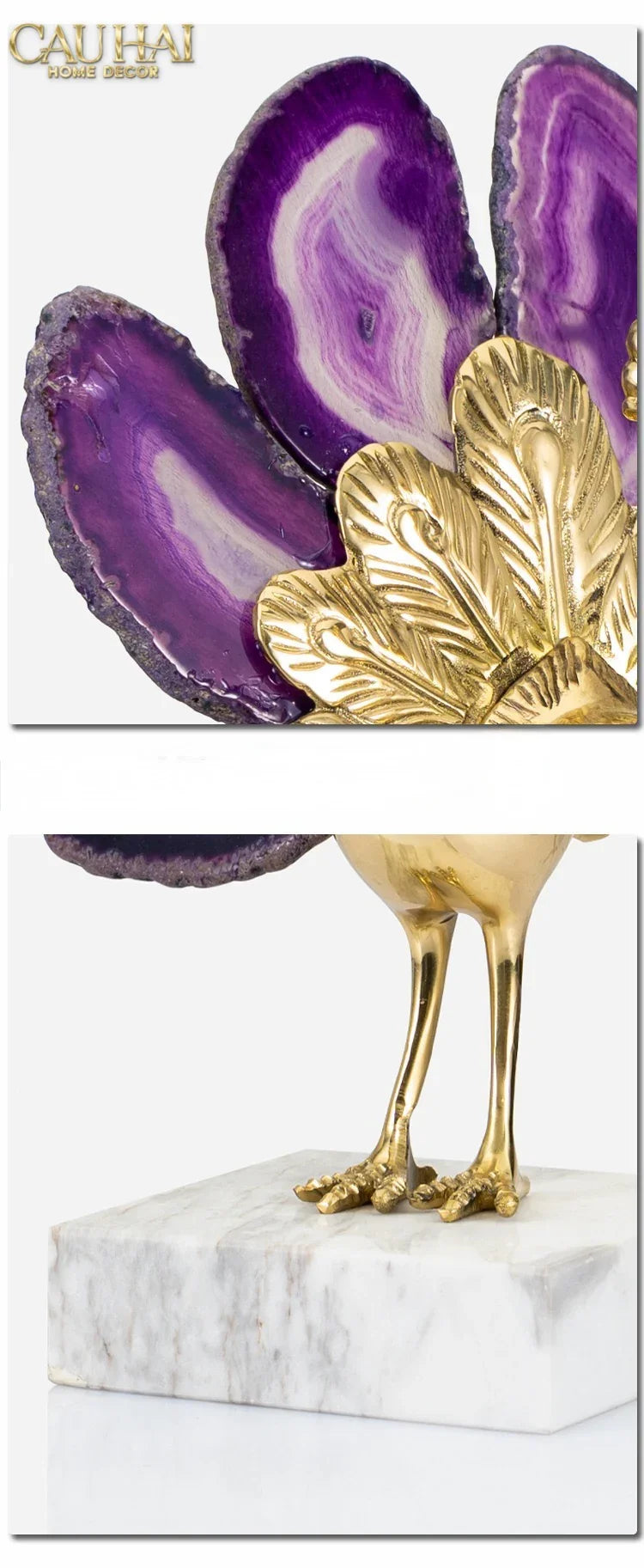 Maison Couture - Tượng Đồng Mã Não Khổng Tước Brasson Onyx Paon The Vanity Of Hera-CẬU HAI HOME DECOR