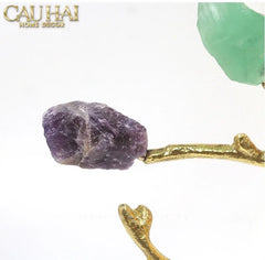 Maison Couture - Tượng Đồng Nhánh Cây Đá Thạch Anh Amethyst Aventurine Tree of Fortune 25x8x26-CẬU HAI HOME DECOR