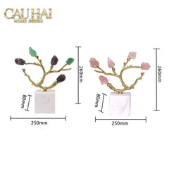 Maison Couture - Tượng Đồng Nhánh Cây Đá Thạch Anh Amethyst Aventurine Tree of Fortune 25x8x26-CẬU HAI HOME DECOR