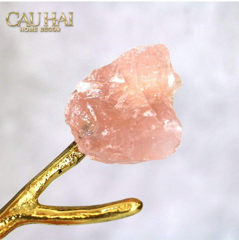 Maison Couture - Tượng Đồng Nhánh Cây Đá Thạch Anh Amethyst Aventurine Tree of Fortune 25x8x26-CẬU HAI HOME DECOR