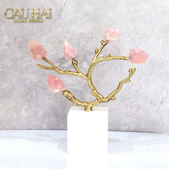 Maison Couture - Tượng Đồng Nhánh Cây Đá Thạch Anh Amethyst Aventurine Tree of Fortune 25x8x26-CẬU HAI HOME DECOR