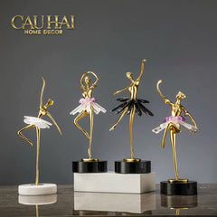 Maison Couture - Tượng Đồng Pha Lê Cô Gái Ballet Golden Ballerina Continental 10x30-CẬU HAI HOME DECOR