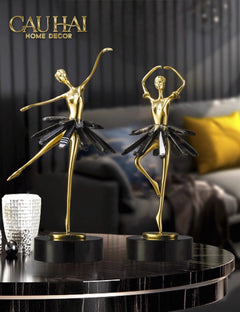Maison Couture - Tượng Đồng Pha Lê Cô Gái Ballet Golden Ballerina Continental 10x30-CẬU HAI HOME DECOR