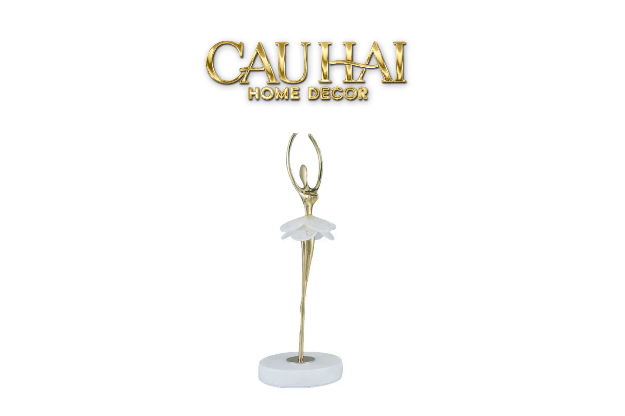 Maison Couture - Tượng Đồng Pha Lê Cô Gái Ballet Golden Ballerina Continental 10x30-CẬU HAI HOME DECOR
