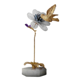 Maison Couture - Tượng Đồng Đá Quý Fleur de Cristal Colibri Doré H55