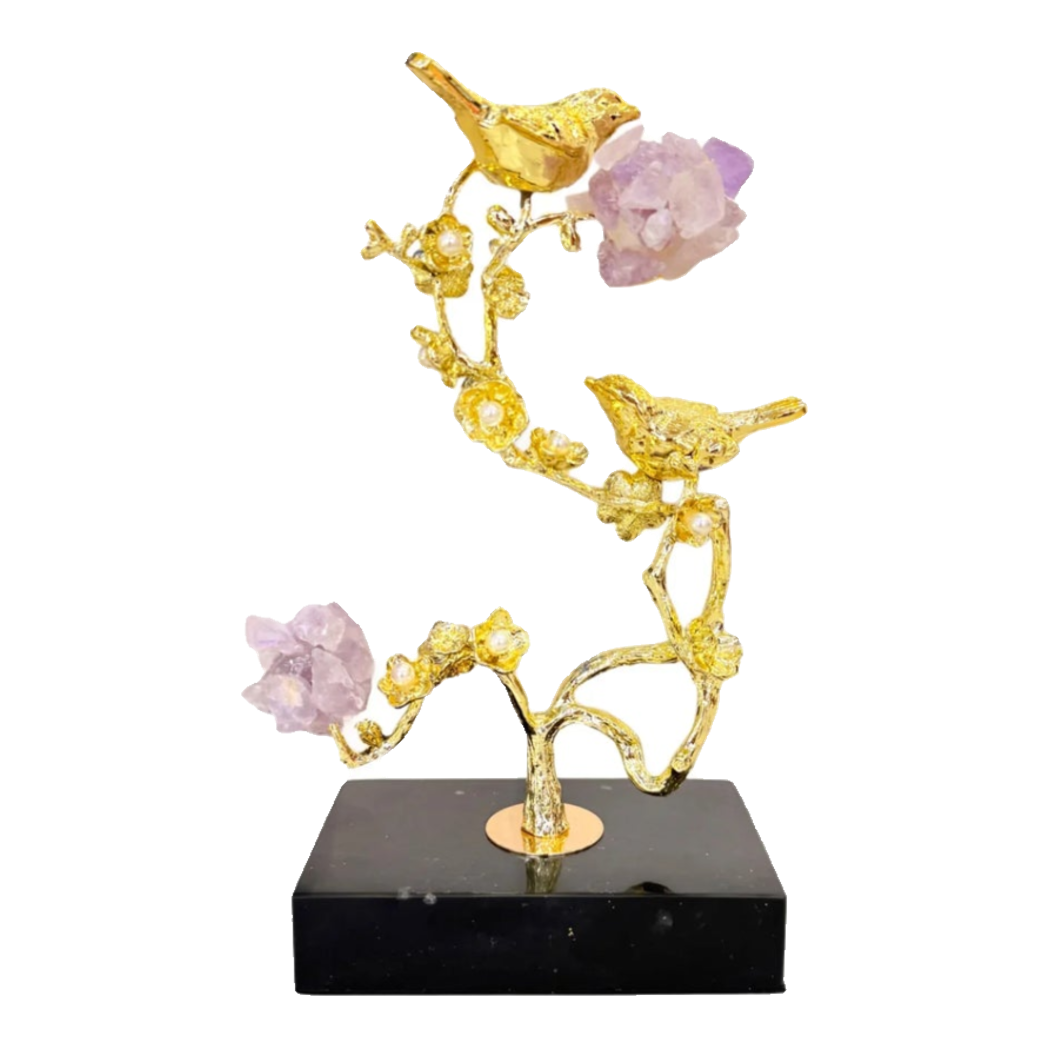 Maison Couture - Tượng Chim Hoàng Yến Golden Canary Améthyste 9x15x28