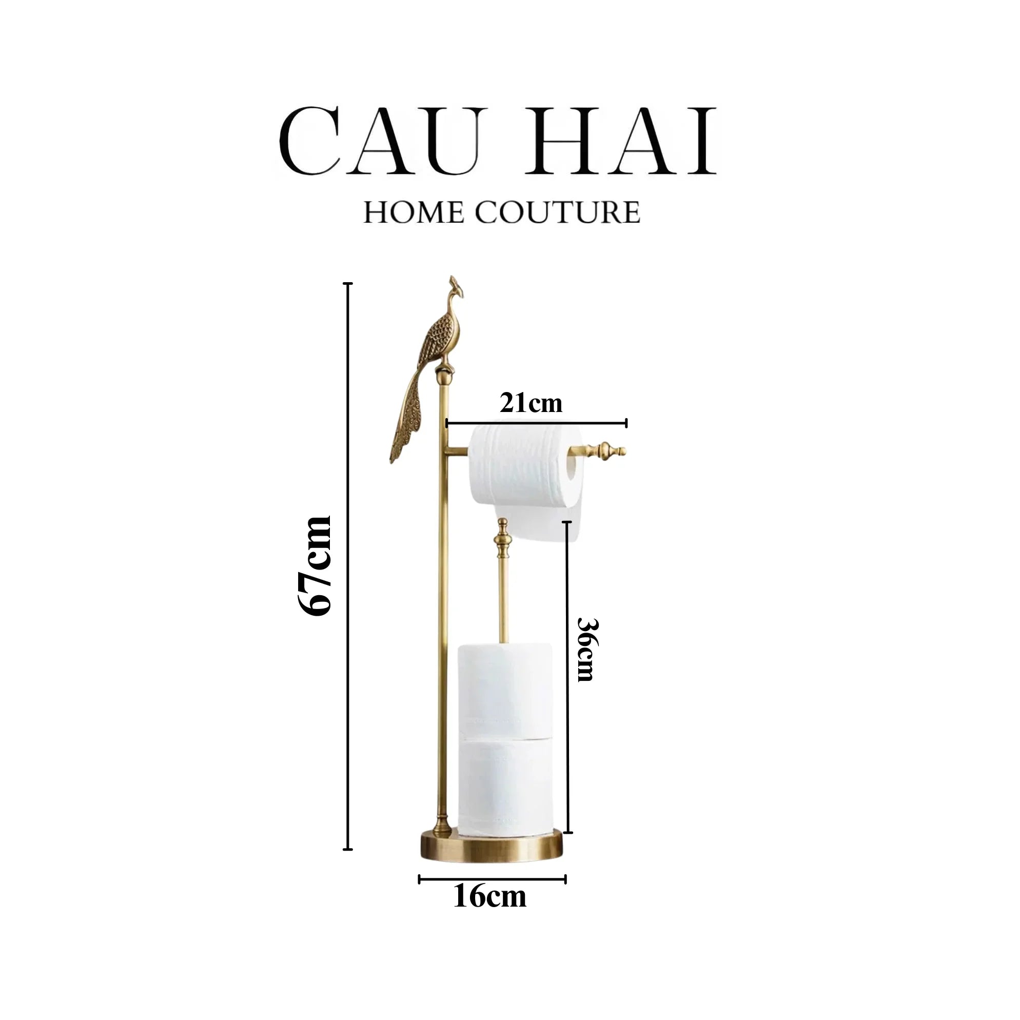Maison Couture - Tượng Giá Treo Khăn Khổng Tước Bằng Đồng Royale Paon Bathroom Vanity 16x67-CẬU HAI HOME DECOR
