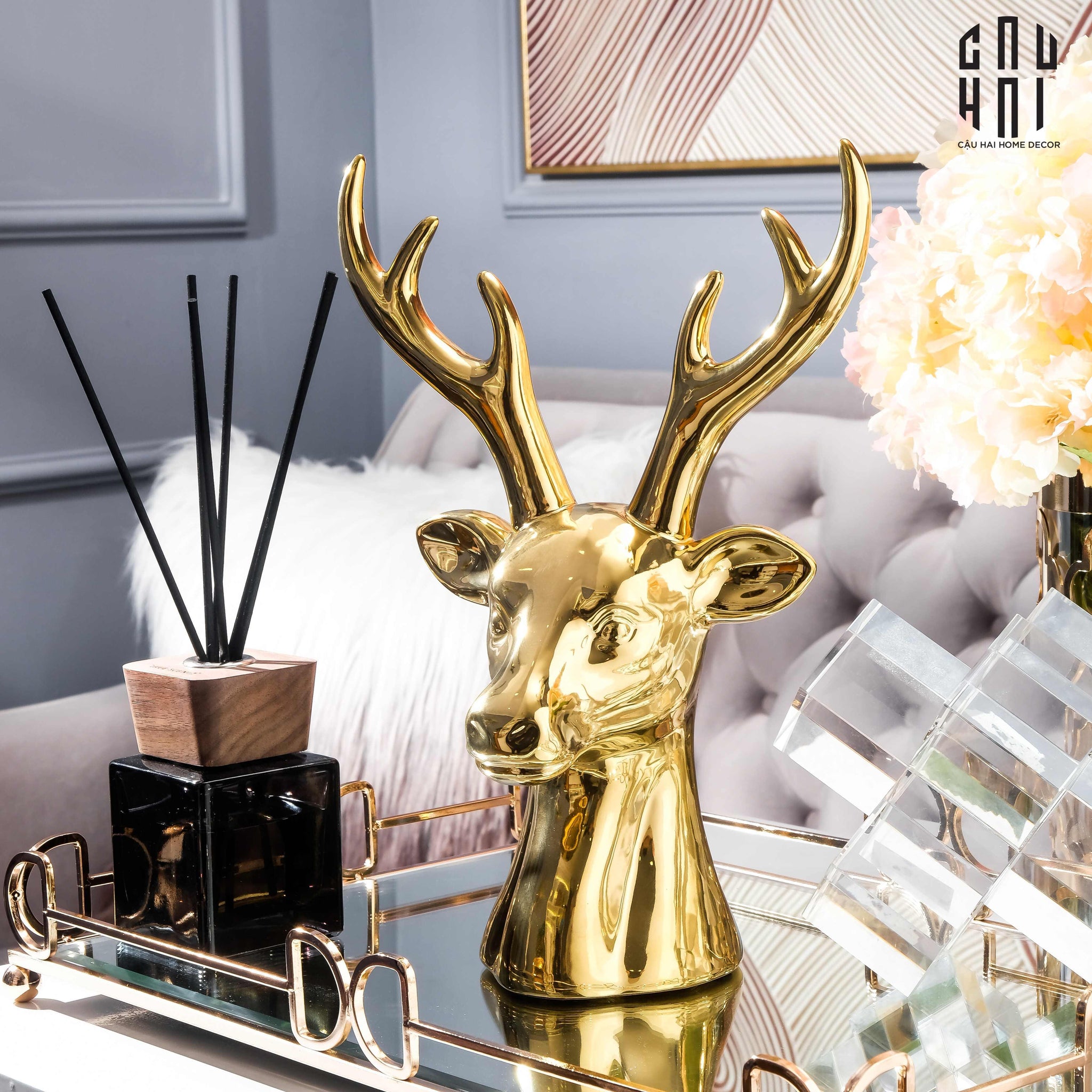 Maison Couture - Tượng Gilded Reindeer Fw25-CẬU HAI HOME DECOR
