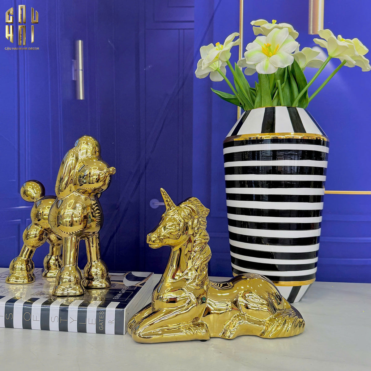 Maison Couture - Tượng Gilded Royal Poodle-TƯỢNG TRANG TRÍ-Đối tác tại Trung Quốc theo từng đơn đặt hàng-CẬU HAI HOME DECOR