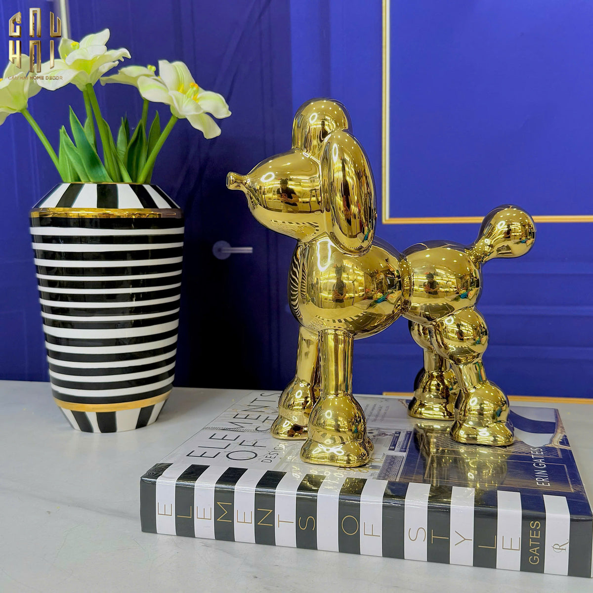 Maison Couture - Tượng Gilded Royal Poodle-TƯỢNG TRANG TRÍ-Đối tác tại Trung Quốc theo từng đơn đặt hàng-CẬU HAI HOME DECOR