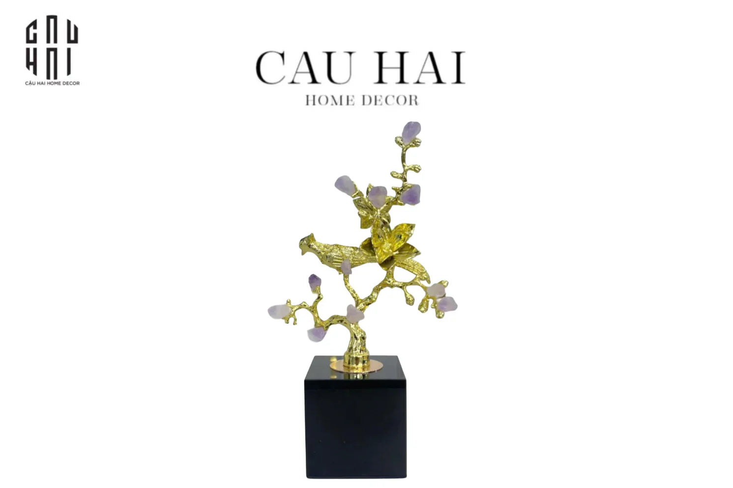Maison Couture - Tượng Golden Phoenix Amethyst Ss25-CẬU HAI HOME DECOR