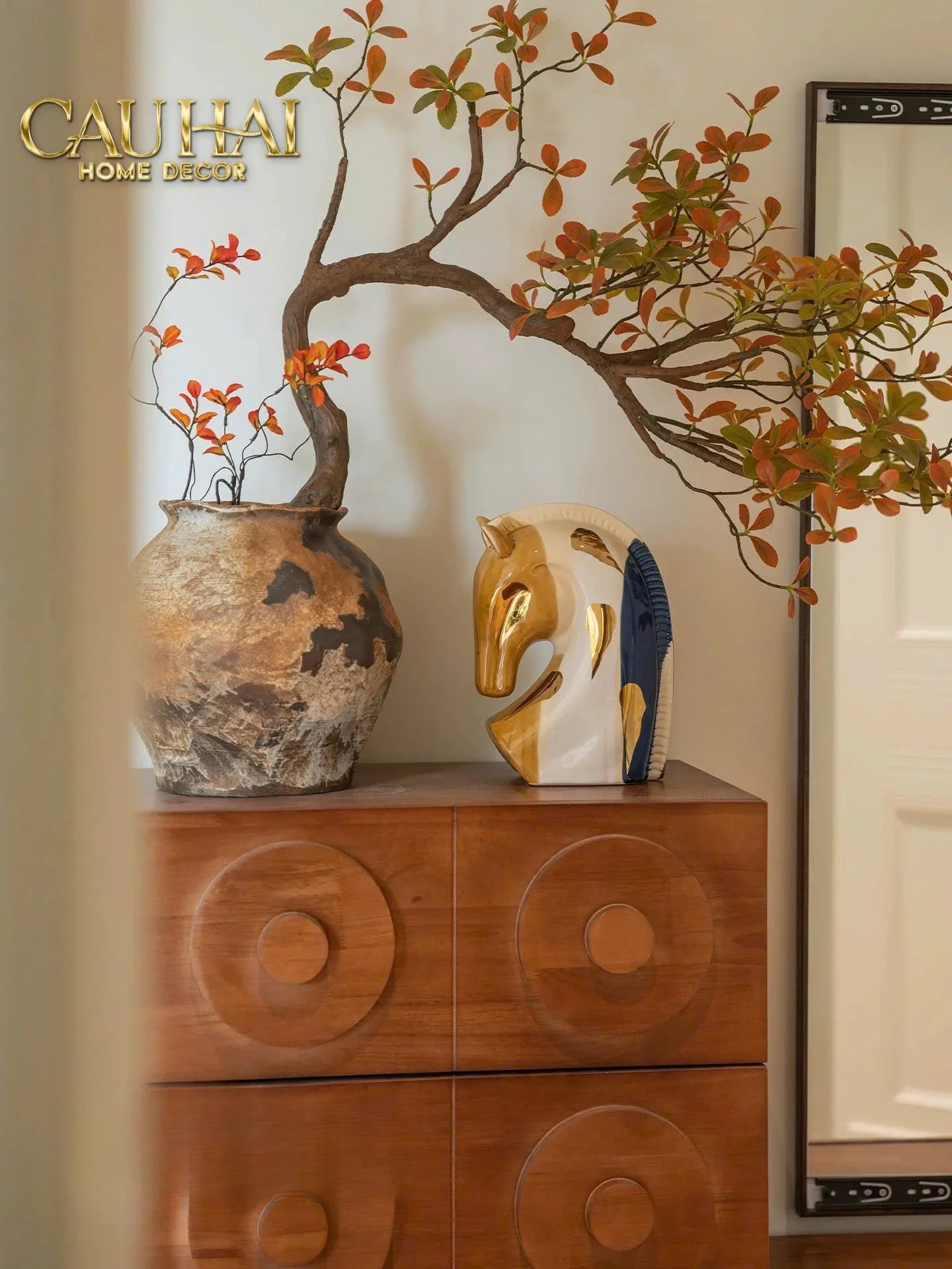 Maison Couture - Tượng Gốm Đầu Ngựa Equine Silhouette Sculpture Layered Painting Glazing H18/H28-CẬU HAI HOME DECOR