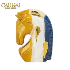 Maison Couture - Tượng Gốm Đầu Ngựa Equine Silhouette Sculpture Layered Painting Glazing H18/H28-CẬU HAI HOME DECOR