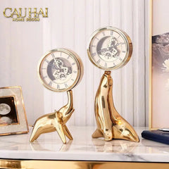 Maison Couture - Tượng Hải Cẩu Nâng Đồng Hồ Golden Guardian Seal TimeKeeper H25.5-CẬU HAI HOME DECOR