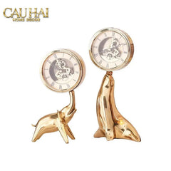 Maison Couture - Tượng Hải Cẩu Nâng Đồng Hồ Golden Guardian Seal TimeKeeper H25.5-CẬU HAI HOME DECOR