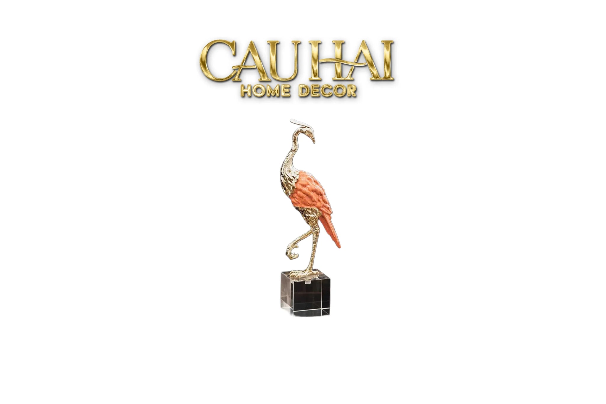 Maison Couture - Tượng Hồng Hạc Bằng Đồng Đế Pha Lê - Brasson Crane Critalleries Sculptures 13x41-CẬU HAI HOME DECOR