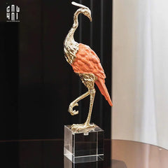 Maison Couture - Tượng Hồng Hạc Bằng Đồng Đế Pha Lê - Brasson Crane Critalleries Sculptures 13x41-CẬU HAI HOME DECOR