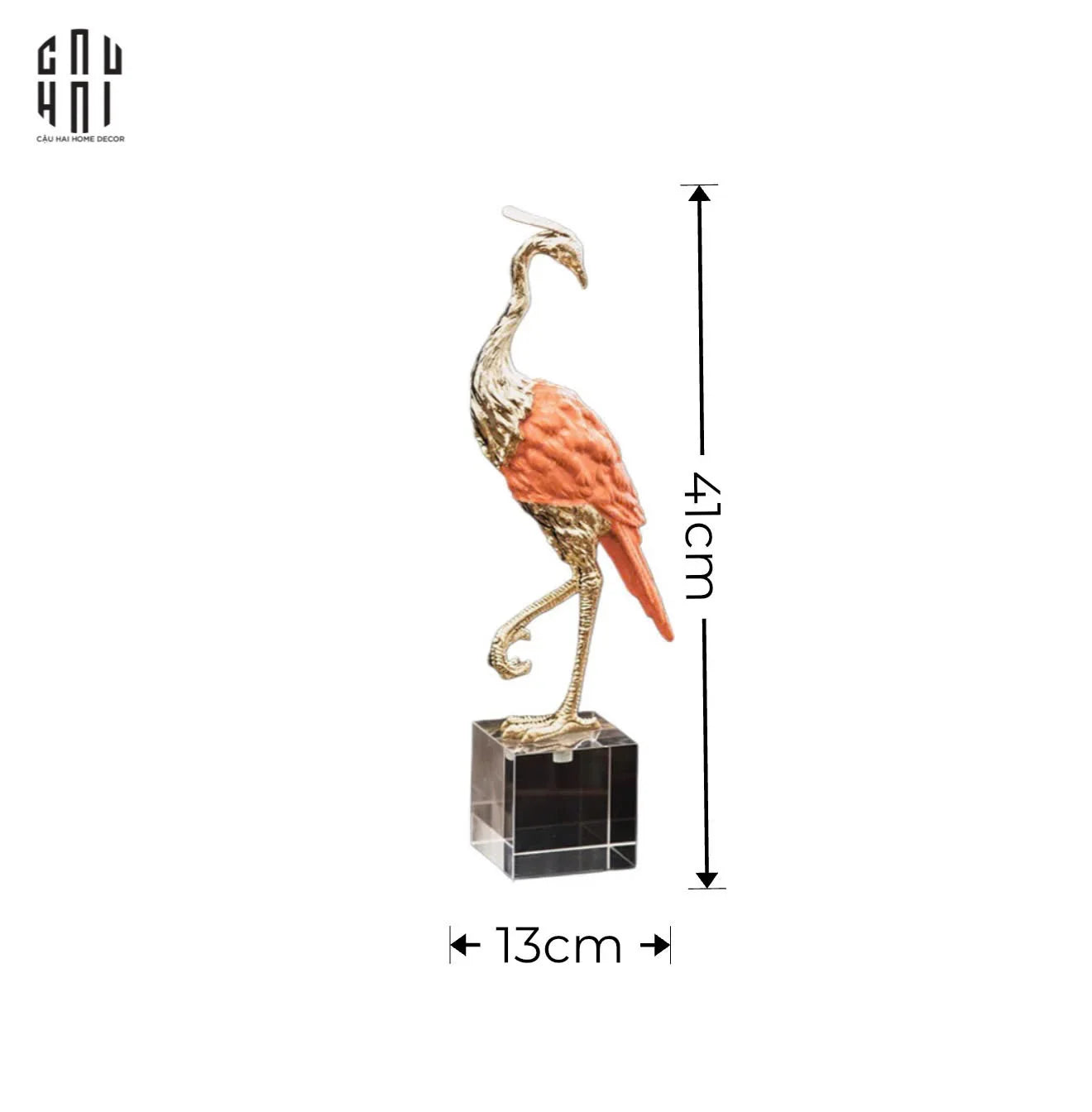 Maison Couture - Tượng Hồng Hạc Bằng Đồng Đế Pha Lê - Brasson Crane Critalleries Sculptures 13x41-CẬU HAI HOME DECOR