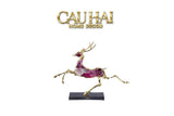 Maison Couture - Tượng Hươu Chạy Bằng Đồng Đá Thạch Anh Tím Amethyst Bolting Elk 42.5x34-TƯỢNG TRANG TRÍ-CẬU HAI HOME DECOR