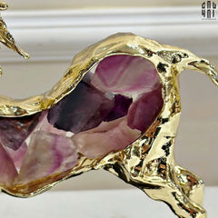 Maison Couture - Tượng Hươu Chạy Bằng Đồng Đá Thạch Anh Tím Amethyst Bolting Elk 42.5x34-CẬU HAI HOME DECOR