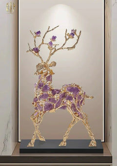 Maison Couture - Tượng Hươu Đồng Đá Thạch Anh Tím Sentinel Prima Gemstones Antler - H44x26-CẬU HAI HOME DECOR