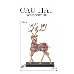 Maison Couture - Tượng Hươu Đồng Đá Thạch Anh Tím Sentinel Prima Gemstones Antler - H44x26-CẬU HAI HOME DECOR