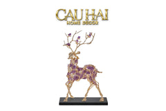 Maison Couture - Tượng Hươu Đồng Đá Thạch Anh Tím Sentinel Prima Gemstones Antler - H44x26-CẬU HAI HOME DECOR