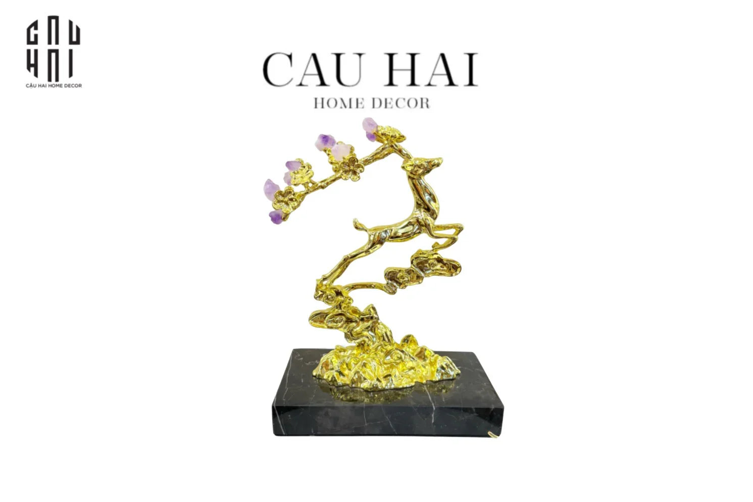Maison Couture - Tượng Hươu Golden Elk Of Fortune Amethyst-CẬU HAI HOME DECOR