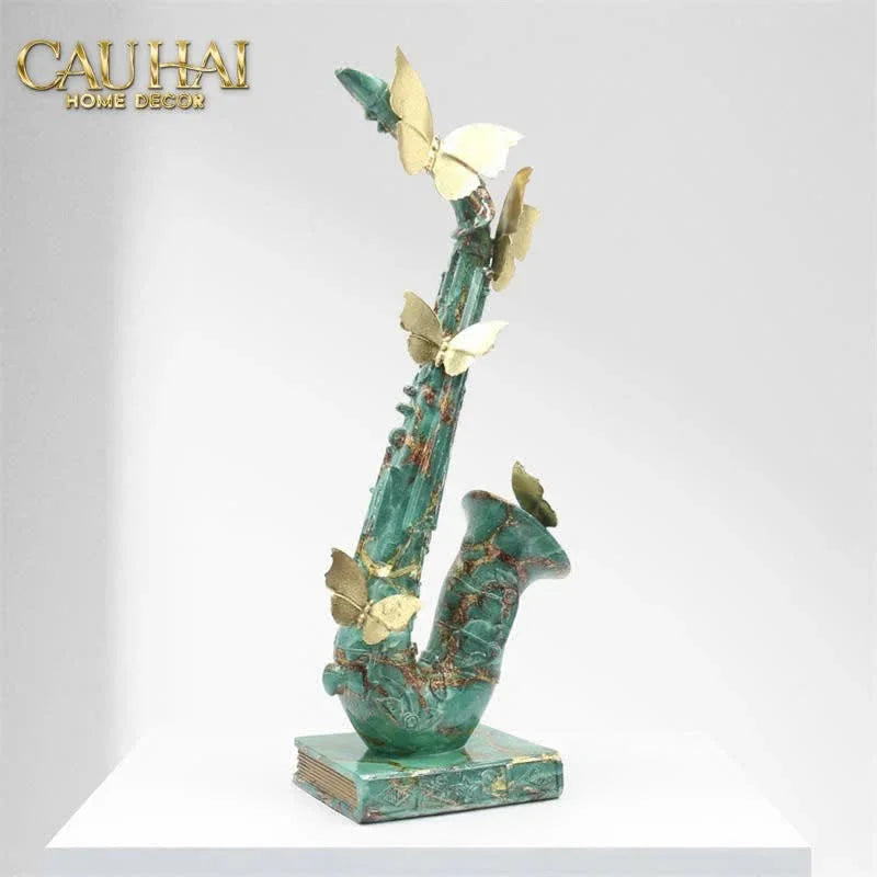 Maison Couture - Tượng Kèn Saxo Verdigris Wings Serenade H43-CẬU HAI HOME DECOR