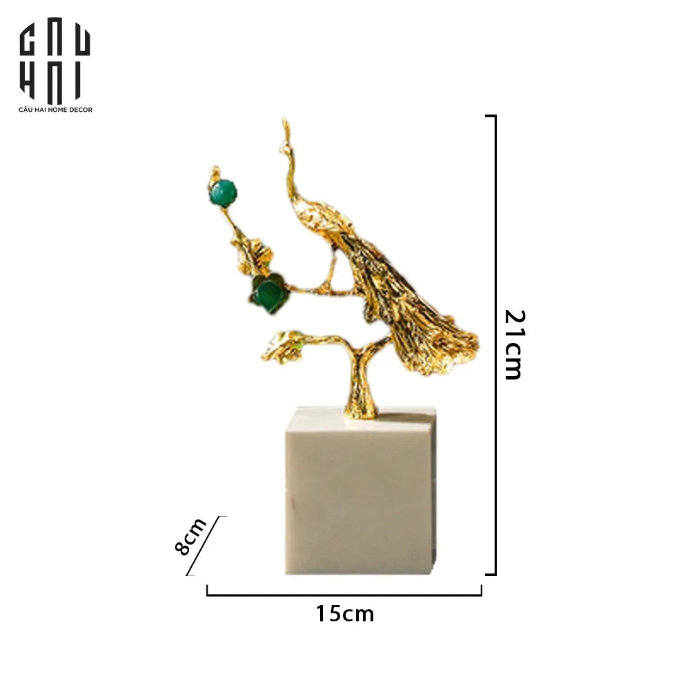 Maison Couture - Tượng Khổng Kim Tước Le Paon D'Or De L'Empereur 15x21-CẬU HAI HOME DECOR