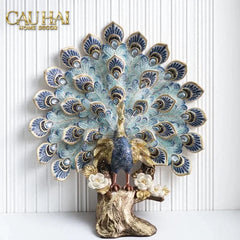 Maison Couture - Tượng Khổng Tước Paon Céleste Bleu Ciel - Empress Fan H33-CẬU HAI HOME DECOR