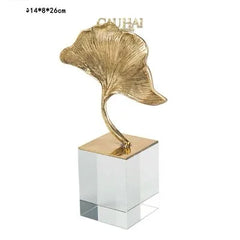 Maison Couture - Tượng Lá Ngân Hạnh Crystal Brasson Ginkgo H25-CẬU HAI HOME DECOR