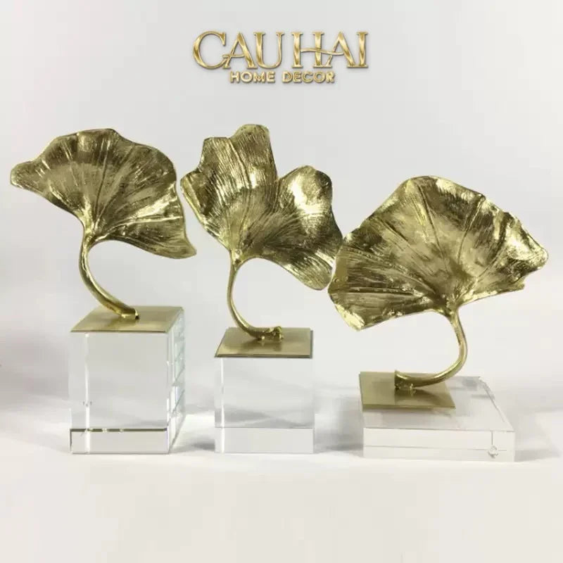 Maison Couture - Tượng Lá Ngân Hạnh Crystal Brasson Ginkgo H25-CẬU HAI HOME DECOR
