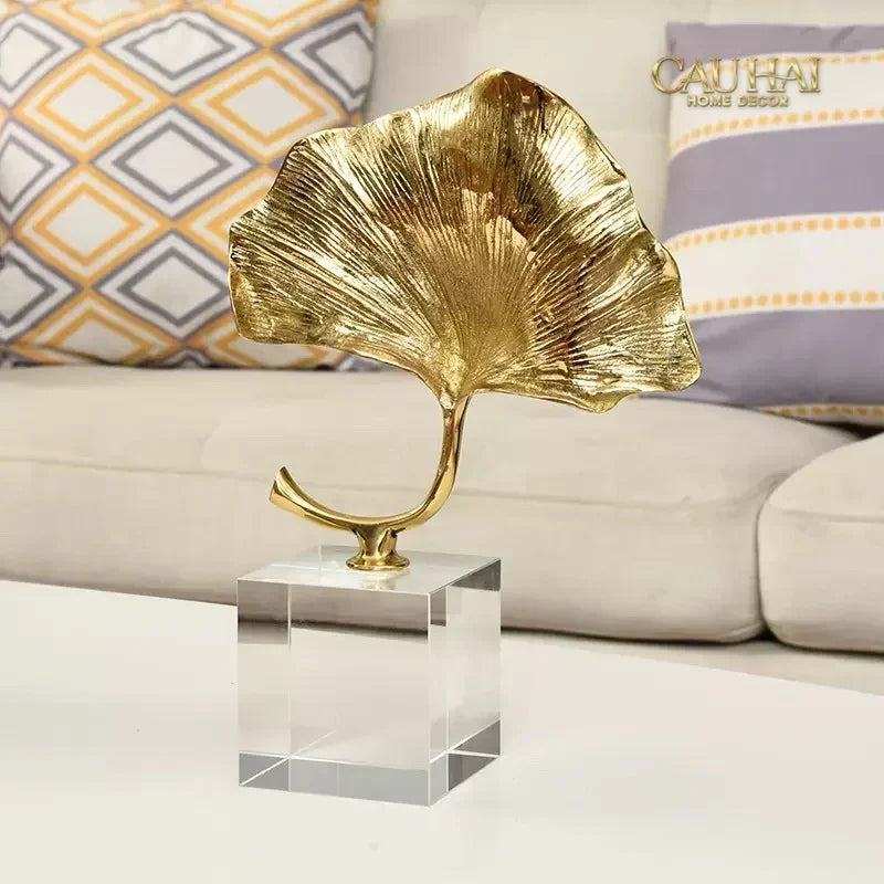 Maison Couture - Tượng Lá Ngân Hạnh Crystal Brasson Ginkgo H25-CẬU HAI HOME DECOR
