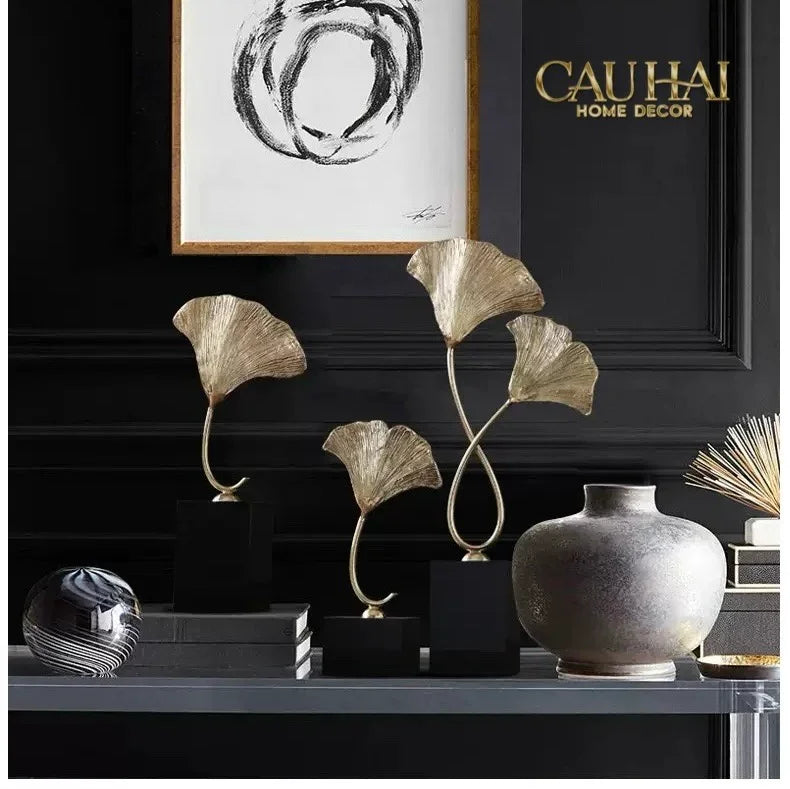 Maison Couture - Tượng Lá Ngân Hạnh Crystal Brasson Ginkgo H25-CẬU HAI HOME DECOR