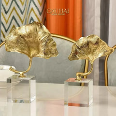 Maison Couture - Tượng Lá Ngân Hạnh Crystal Brasson Ginkgo H25-CẬU HAI HOME DECOR
