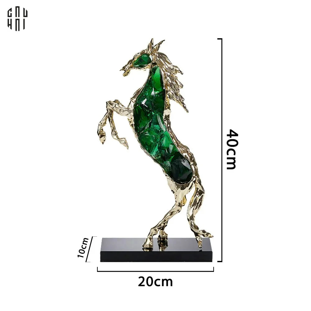 Maison Couture - Tượng Ngựa Bằng Đồng Đá Flotite Green - Brasson Équestre Cheval Émeraude 20x40-CẬU HAI HOME DECOR