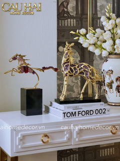 Maison Couture - Tượng Ngựa Đồng Thạch Anh Tím Améthyste Aurélion Ascendant Stallion H35-CẬU HAI HOME DECOR