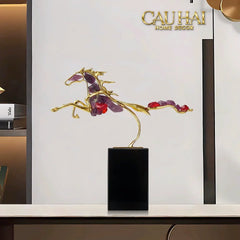 Maison Couture - Tượng Ngựa Đồng Thạch Anh Tím Améthyste Aurélion Ascendant Stallion H35-CẬU HAI HOME DECOR