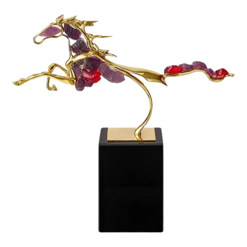 Maison Couture - Tượng Ngựa Đồng Thạch Anh Tím Améthyste Aurélion Ascendant Stallion H35
