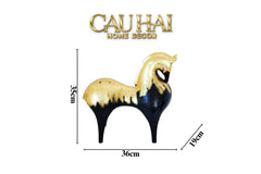 Maison Couture - Tượng Ngựa Gốm Mun Mài Dát Vàng Noir Laqué Feuille d’Or Tang Horse H24/H36-CẬU HAI HOME DECOR