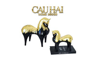 Maison Couture - Tượng Ngựa Gốm Mun Mài Dát Vàng Noir Laqué Feuille d’Or Tang Horse H24/H36-CẬU HAI HOME DECOR