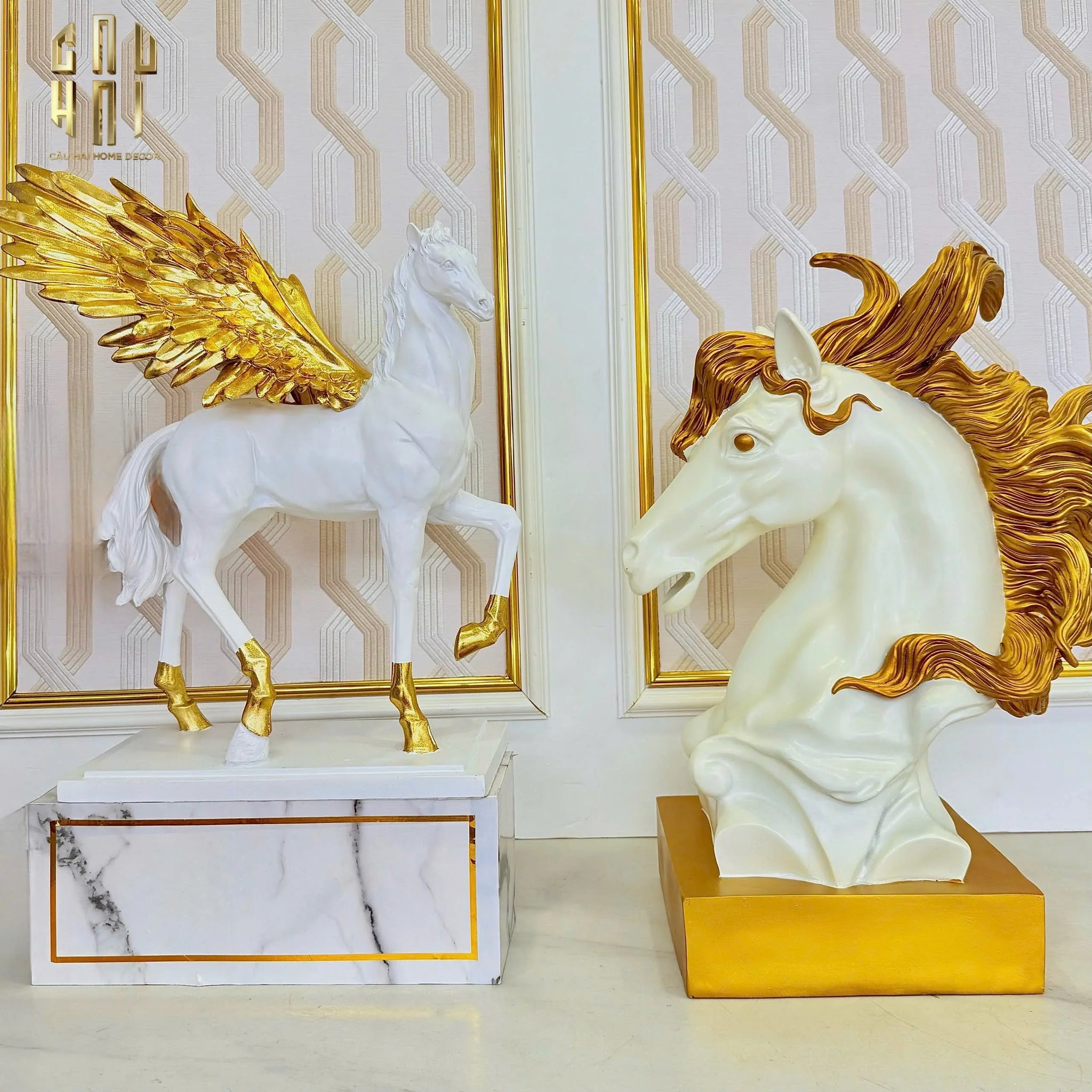 Maison Couture - Tượng Ngựa Kim Mã Cavalliere D'Or H60-CẬU HAI HOME DECOR