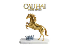 Maison Couture - Tượng Ngựa Phi Bằng Đồng Đá Thạch Anh Xanh - Brasson Quartz Royale Paladin 27x26x10-CẬU HAI HOME DECOR